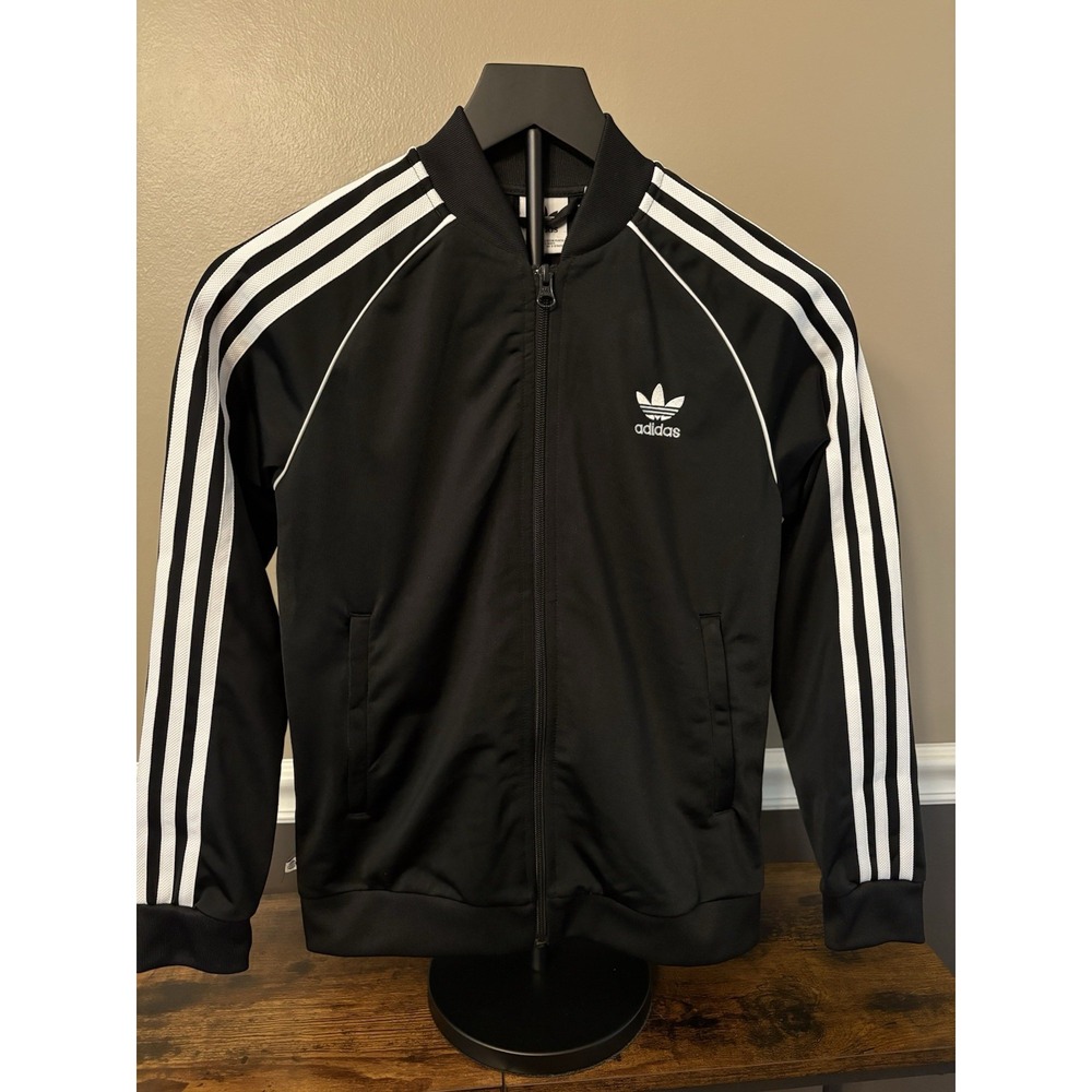 Adidas Youth Kids Sz Medium Adicolor Classics SST Black Track Jacket Trefoil